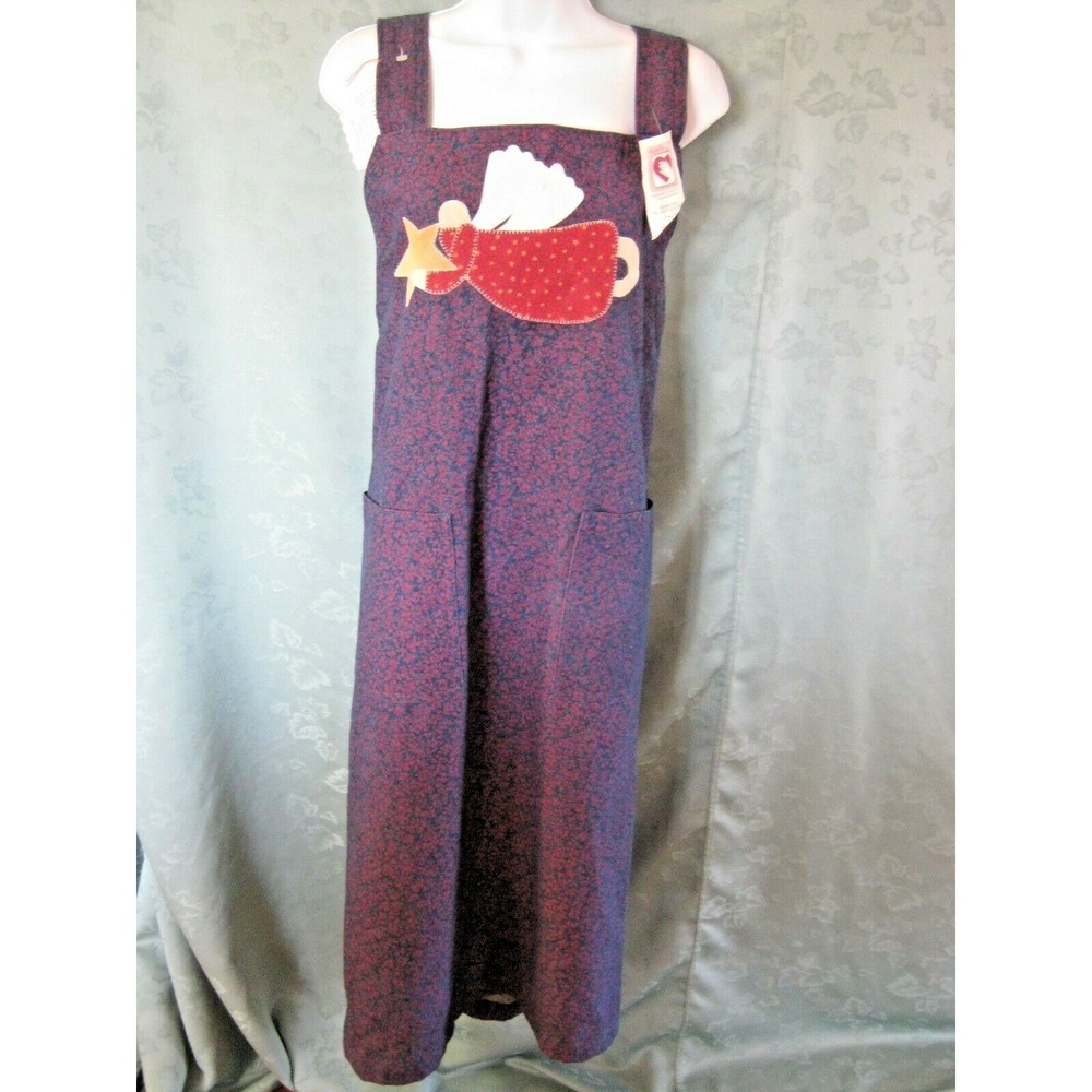 Heart & Hand Denim Jumper Size Medium Handmade Skirtall Angel Floral Cottagecore